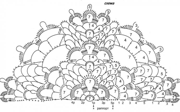 вязание крючком шали схемы и описания