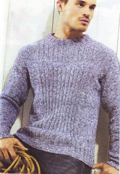 Мужской меланжевый пуловер с узором